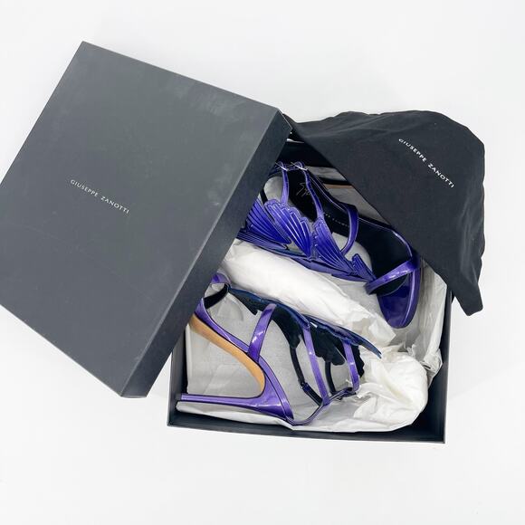 Giuseppe Zanotti Metallic Purple Cruel Alien Wing Stiletto Heel Sandals IT 37 - Picture 13 of 13